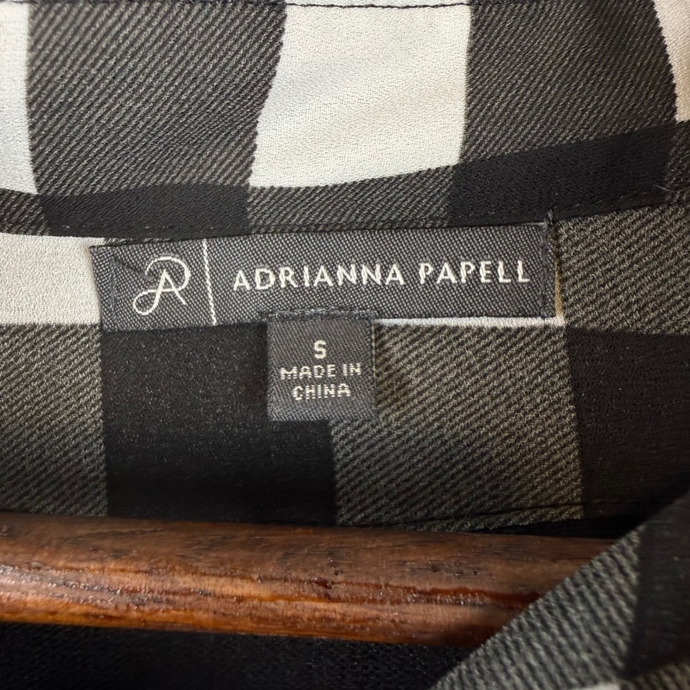 Adrianna Papell Layered Sweater Women S Black White Buffalo Plaid Mixed Media - Picture 3 of 8